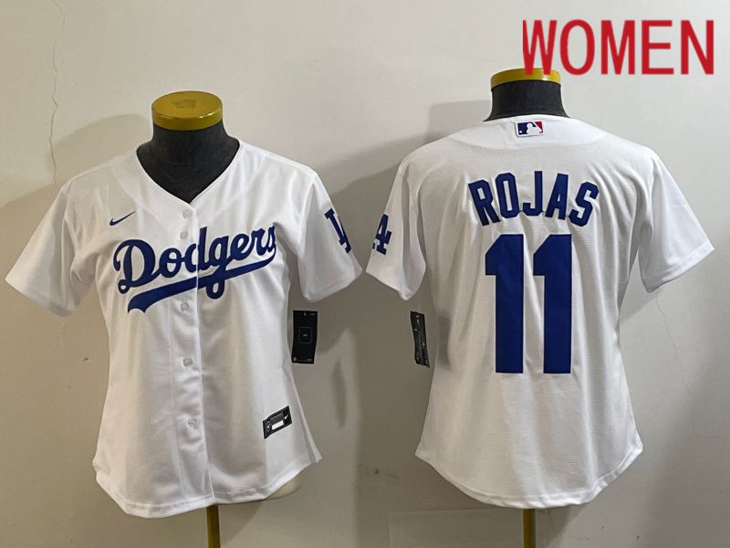 Women Los Angeles Dodgers #11 Rojas White Game 2024 Nike MLB Jersey style 2